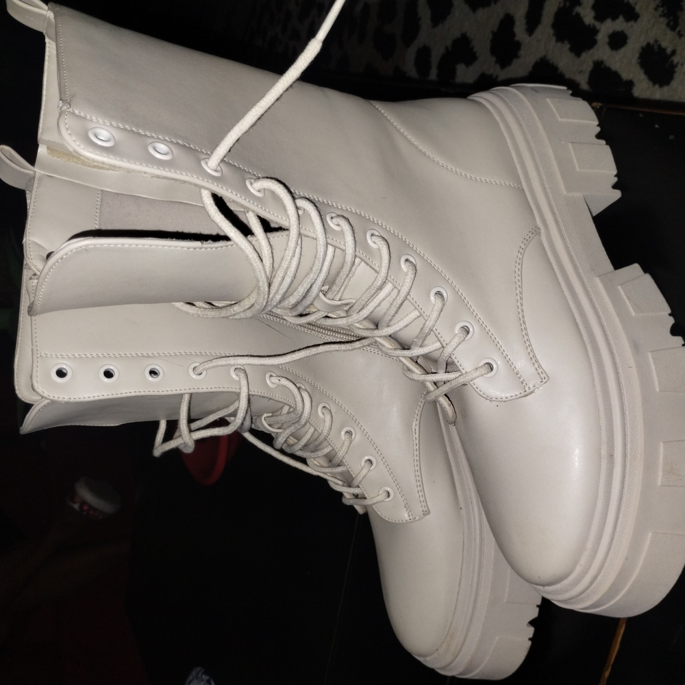 Women's White Combat Boots